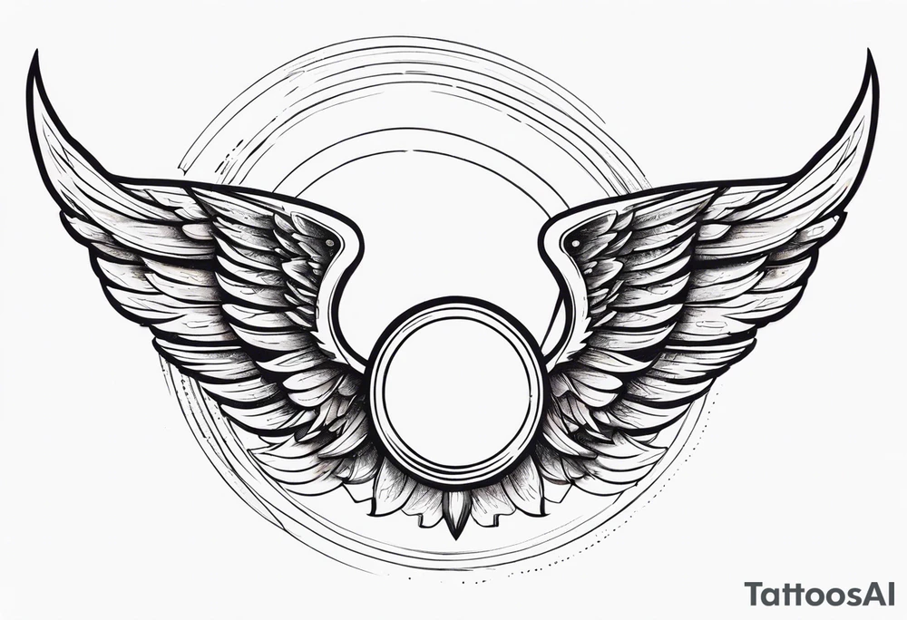 wings with a halo above them tattoo idea