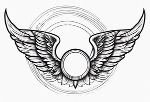 wings with a halo above them tattoo idea