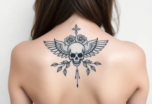 Forgiveness sigil roses and a skull with wings tattoo idea