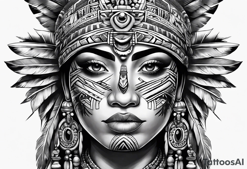 Aztec portrait tattoo idea