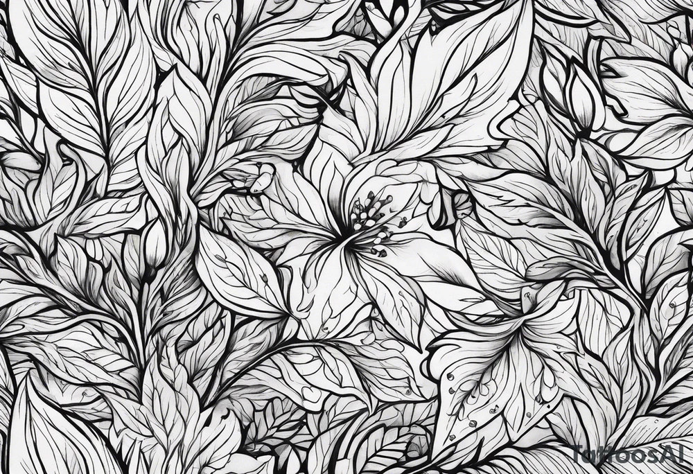 bark with foliage tattoo idea