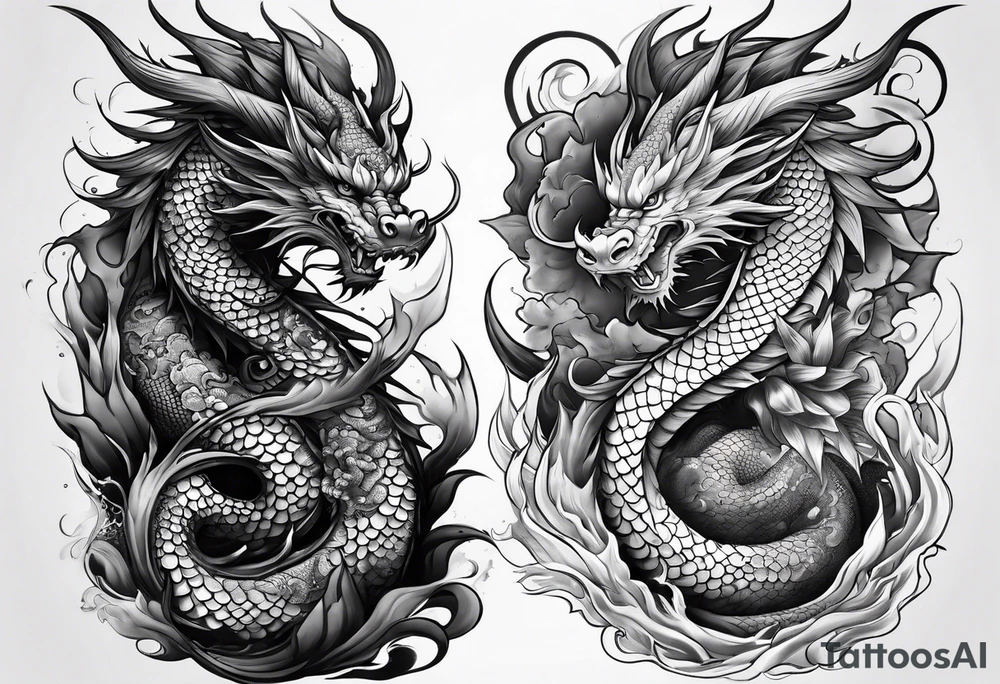 dragon irezumi arm sleeve tattoo idea