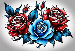 Phoenix Colored blue and red roses tattoo idea