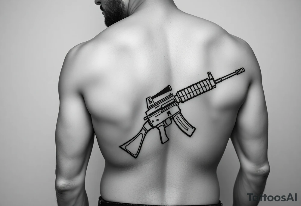 sexy nude pornstar with big tits and big ass with slim waist and atheltic build holding ak47 tattoo idea