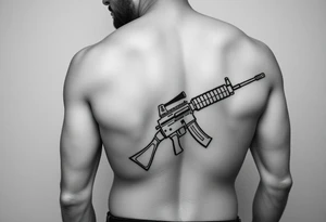 sexy nude pornstar with big tits and big ass with slim waist and atheltic build holding ak47 tattoo idea