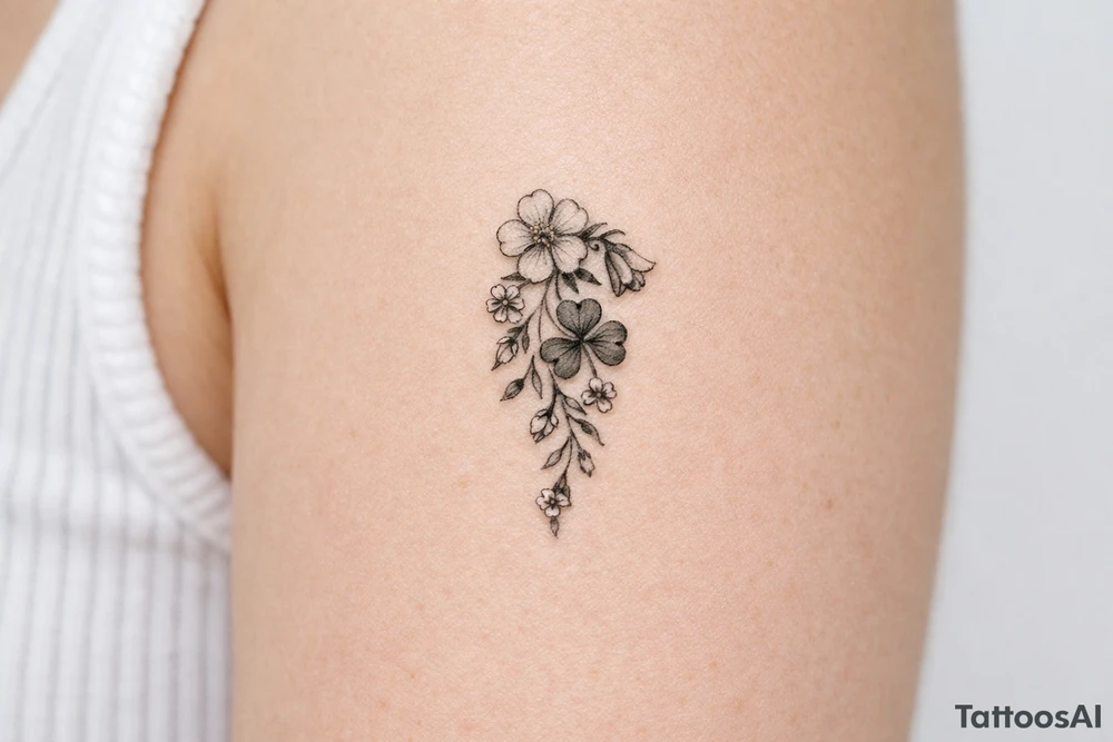 Cascading simple Irish flowers tattoo idea