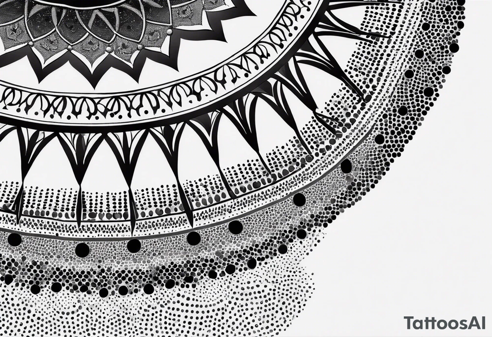 A feminin minimalist mandala with simple dit chain tattoo idea