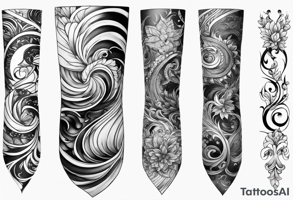 Water spiral arm sleeve tattoo idea