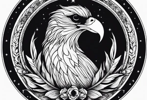 Bird on rays of light with a skull tattoo idea