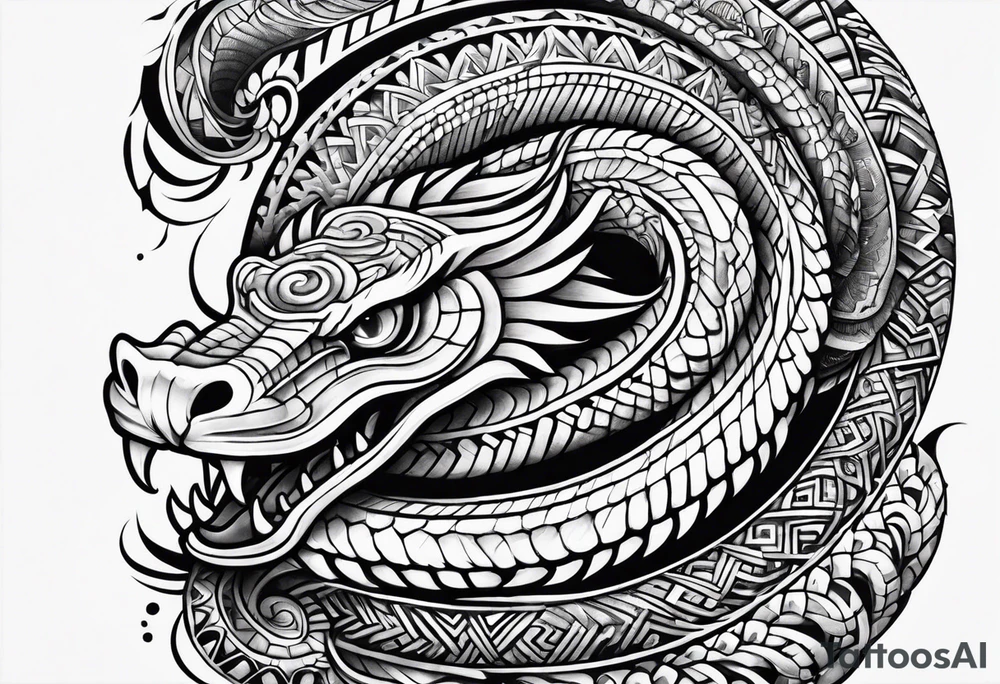 aztec snake sleeve tattoo idea
