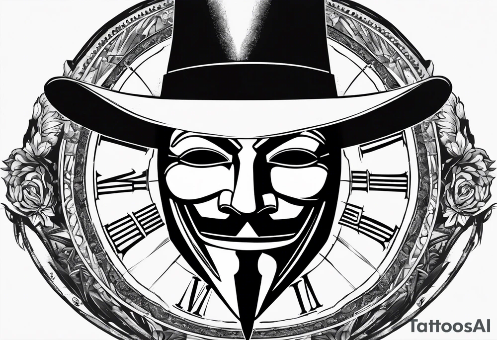 Centered v for vendetta, mask only. No hat. Vintage compass surround. tattoo idea Centered v for vendetta, mask only. No hat. Vintage compass surround. tattoo idea
