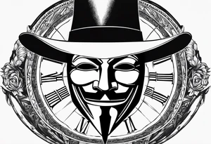 Centered v for vendetta, mask only. No hat.   Vintage compass surround. tattoo idea