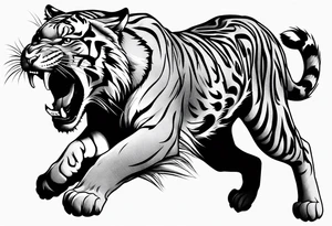 big cat roaring tattoo idea