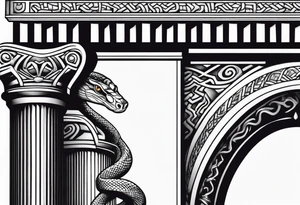 A grecque column with a snake climbing tattoo idea