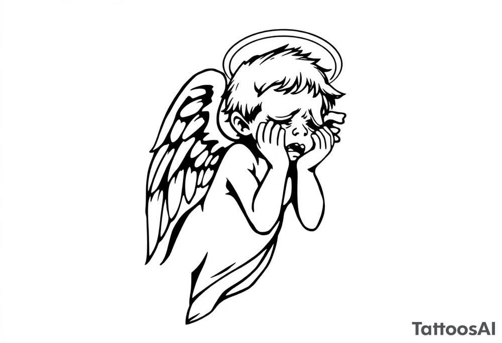 odd crying angel tattoo idea