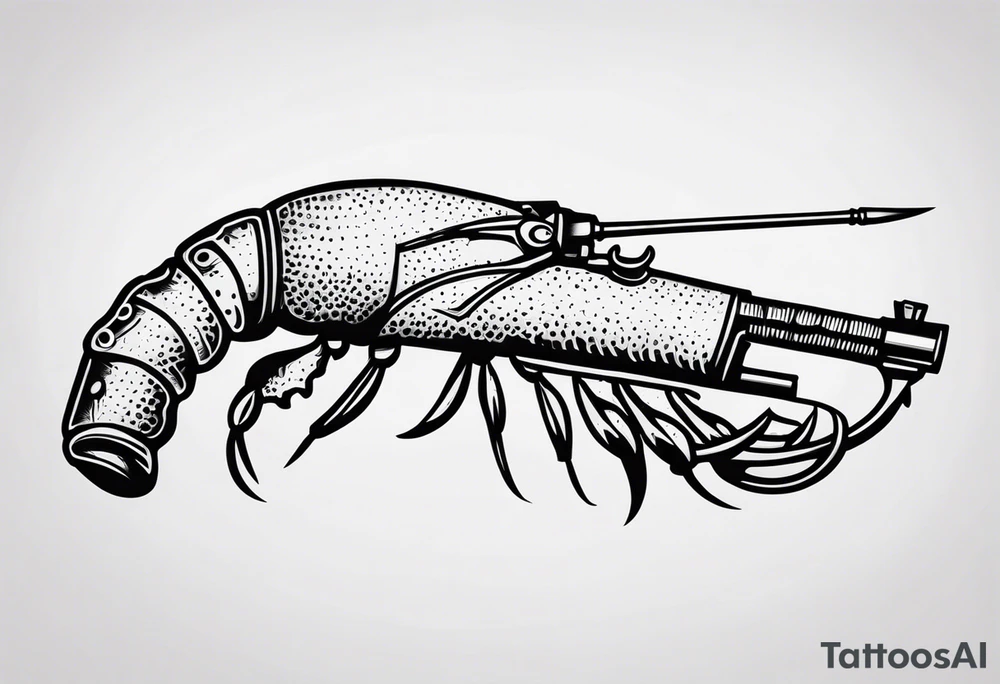 Crawfish with a gun in each claw tattoo idea