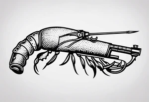 Crawfish with a gun in each claw tattoo idea