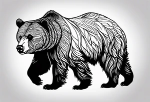 Grizzly bear outline with Teton mountain range inside tattoo idea