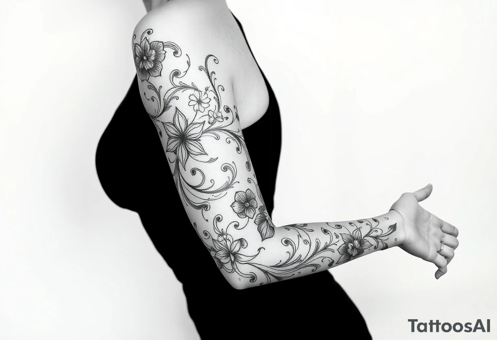 Лилии и размытые линии tattoo idea