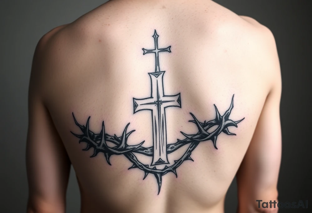 Crowns of thorns going down arm with god first and crossed wrapped inside tattoo idea