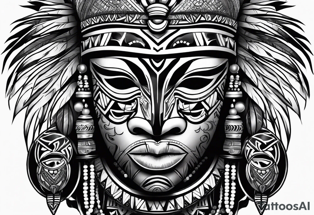 West African tribal mask tattoo idea