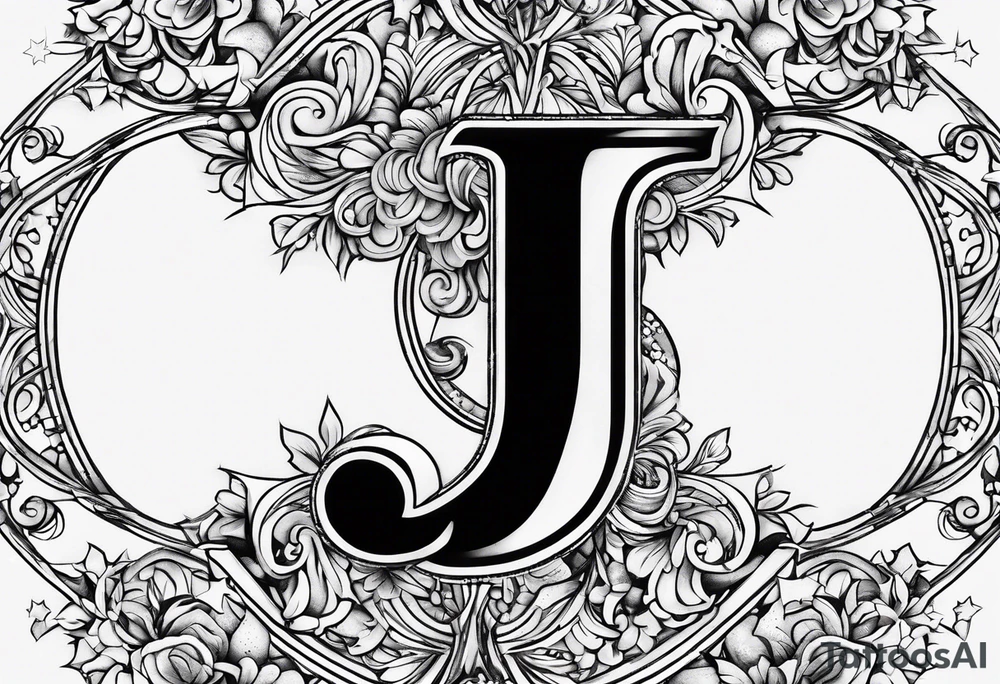 two stars with small stars shaped like the letter J tattoo idea