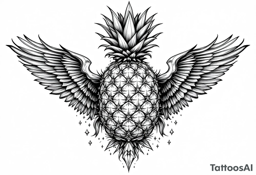 Majestic pineapple, crown, diamonds, vagina, anus tattoo idea