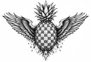 Majestic pineapple, crown, diamonds, vagina, anus tattoo idea