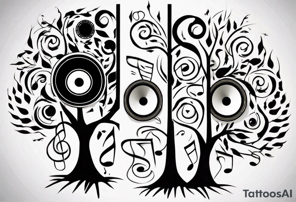 music speaker note tree stave note tattoo idea