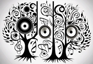 music speaker note tree stave note tattoo idea