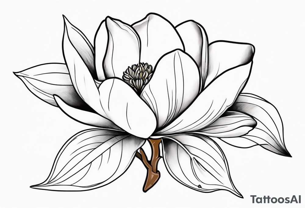 Magnolia with long stew, leaves and finelines around tattoo idea