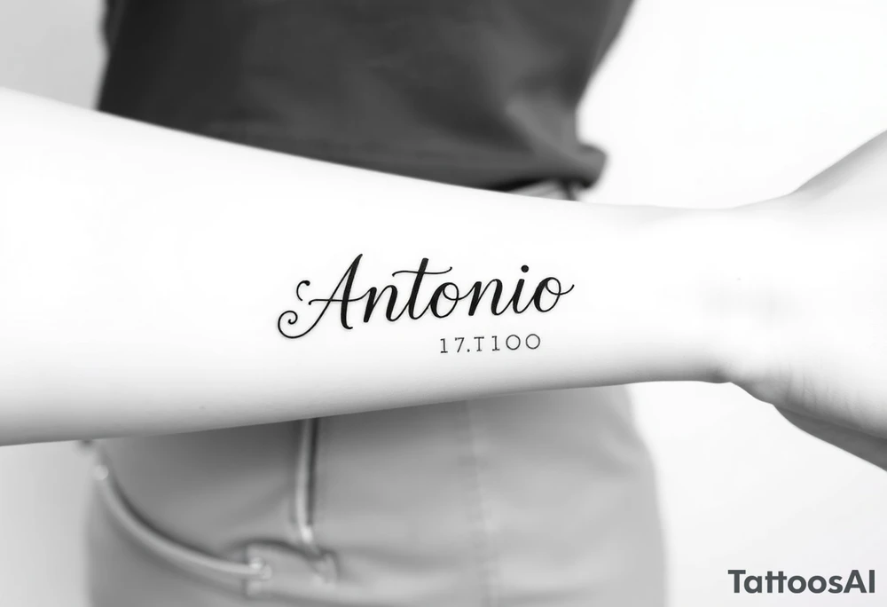 Make me a tattoo design with my husbands name Antonio stacking tattoo idea