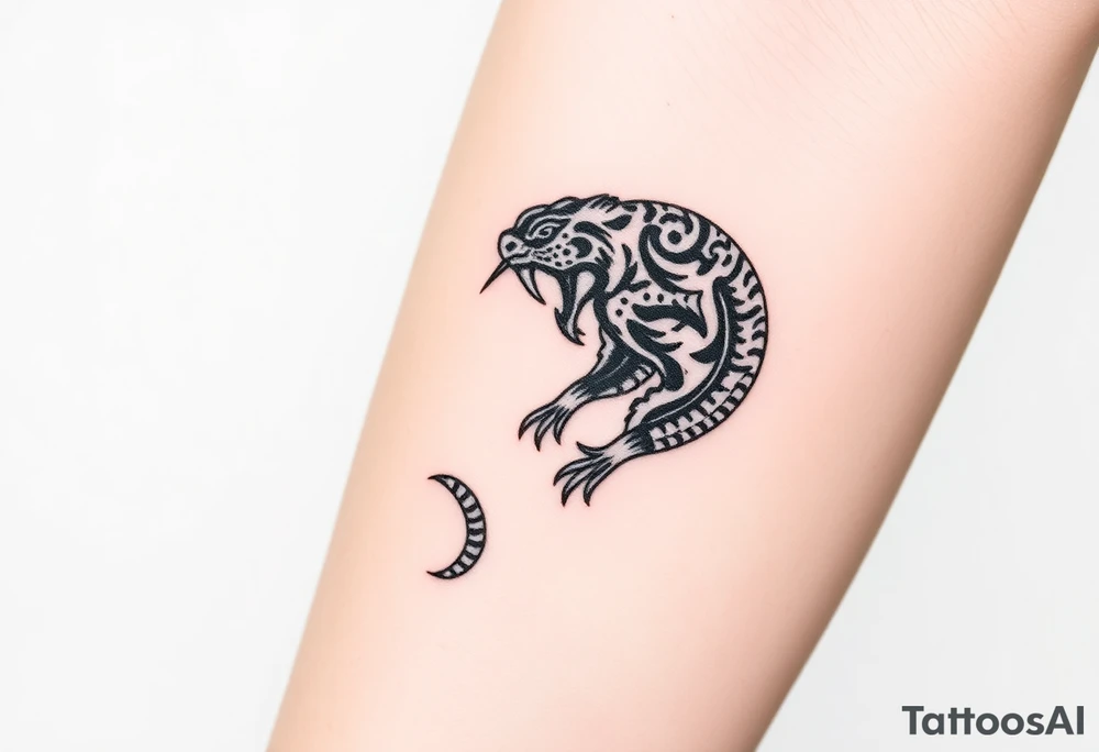 Snake tiger crane 
monkey tattoo idea