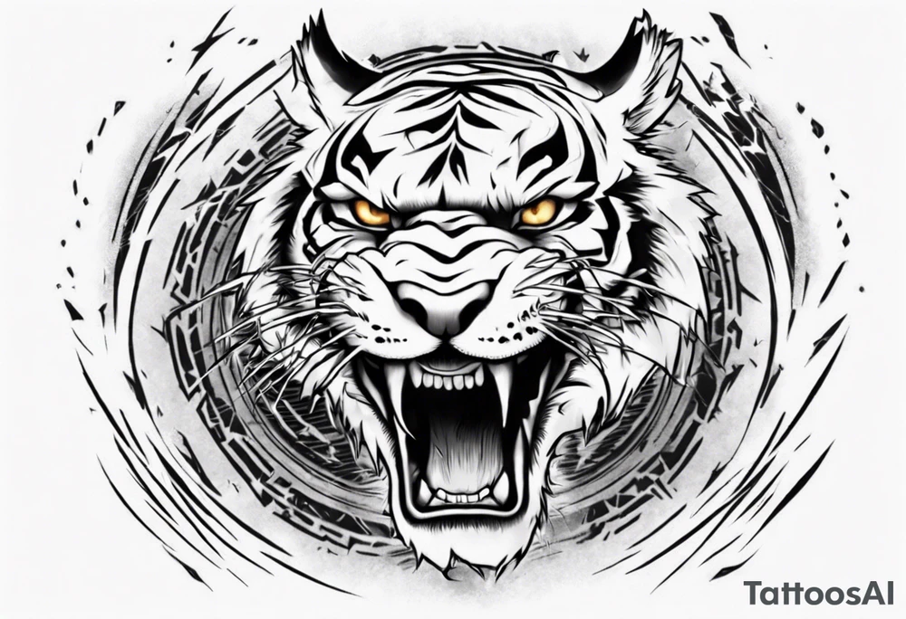 A tiger surrounded by lightning for a forearm sleeve. Also leaving room for a symbol to be below the tiger tattoo idea