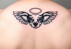 Dachshund ears with wings and halo tattoo idea