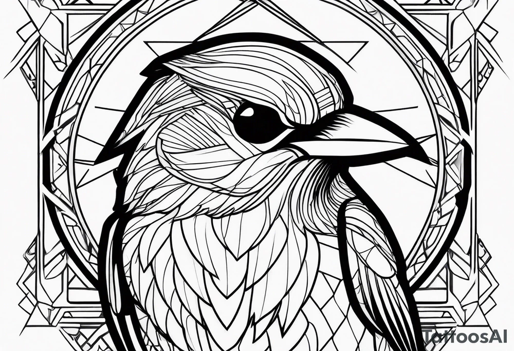 Nightingale bird head tattoo idea