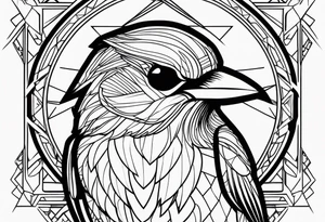 Nightingale bird head tattoo idea