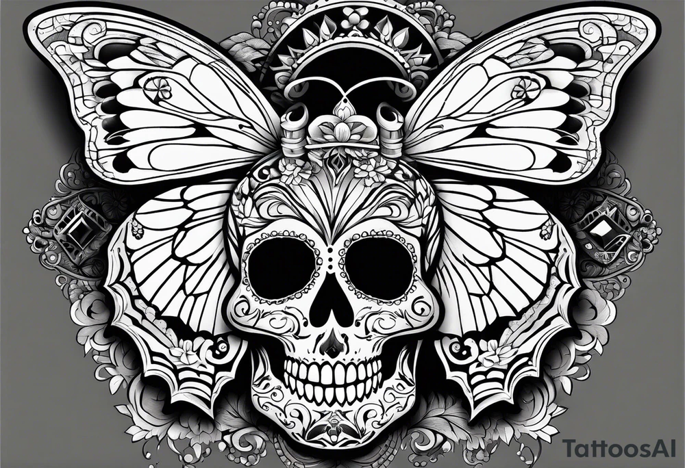 butterfly more manly with day of the dead tattoo idea