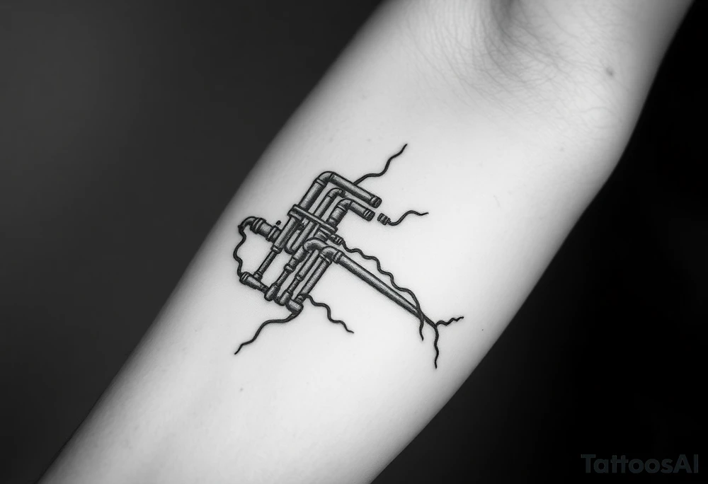 System of pipes that transitions and transforms at the end into thick, widespread 
veins of forearm tattoo idea