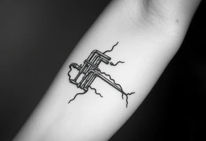 System of pipes that transitions and transforms at the end into thick, widespread 
veins of forearm tattoo idea