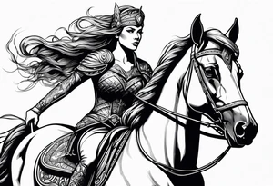 Valkyrie lady on horse tattoo idea