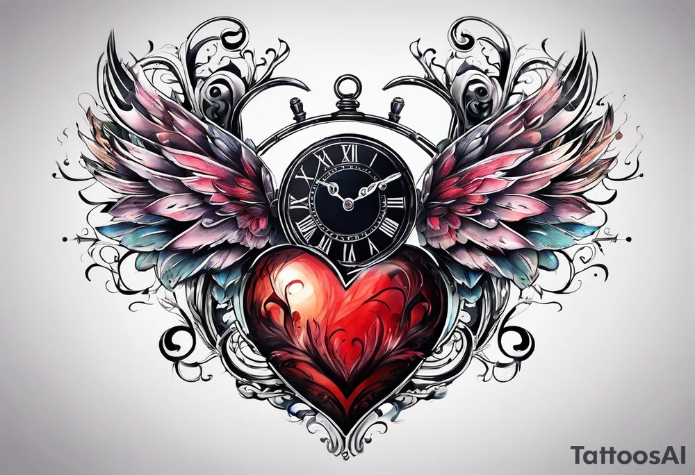Heart with clock hands on 8 and 5 tattoo idea