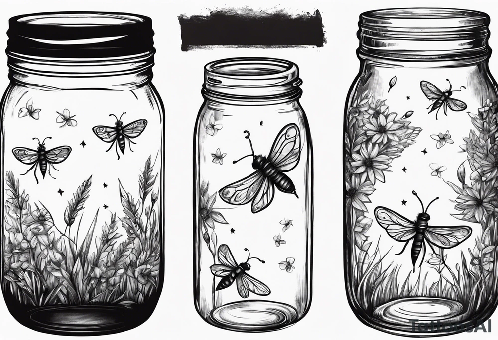 Mason jar with fireflies tattoo idea