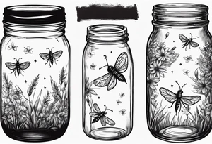 Mason jar with fireflies tattoo idea