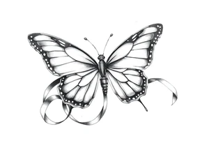 ethereal butterfly with flowing silk ribbons in moonlight tattoo idea