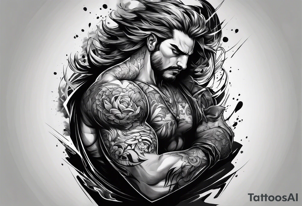 extreme anger pain on elbow tattoo idea