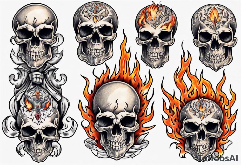 burning skull tattoo idea