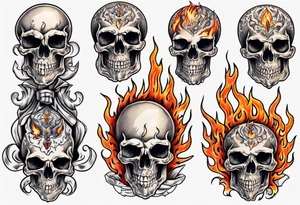 burning skull tattoo idea