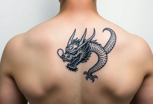 Tatuaje en espalda completa de la cabeza de un dragón demonio japones tattoo idea