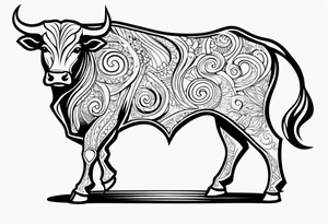 realistic laying bull body tail tattoo idea